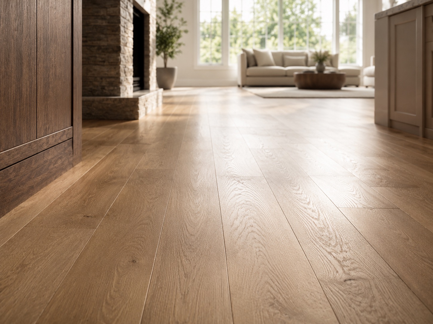 Hardwood floor refinishing — premium renovation